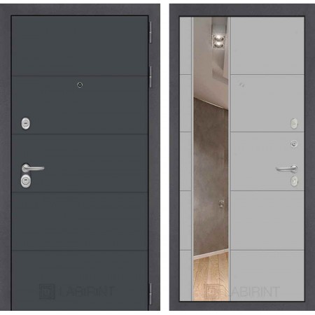 Дверь в квартиру с зеркалом Лабиринт ART графит - Mirror 19 - Grey Soft