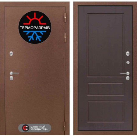 Дверь в дом Л-а-б-и-р-и-н-т Termo Magnit 03 - Орех премиум